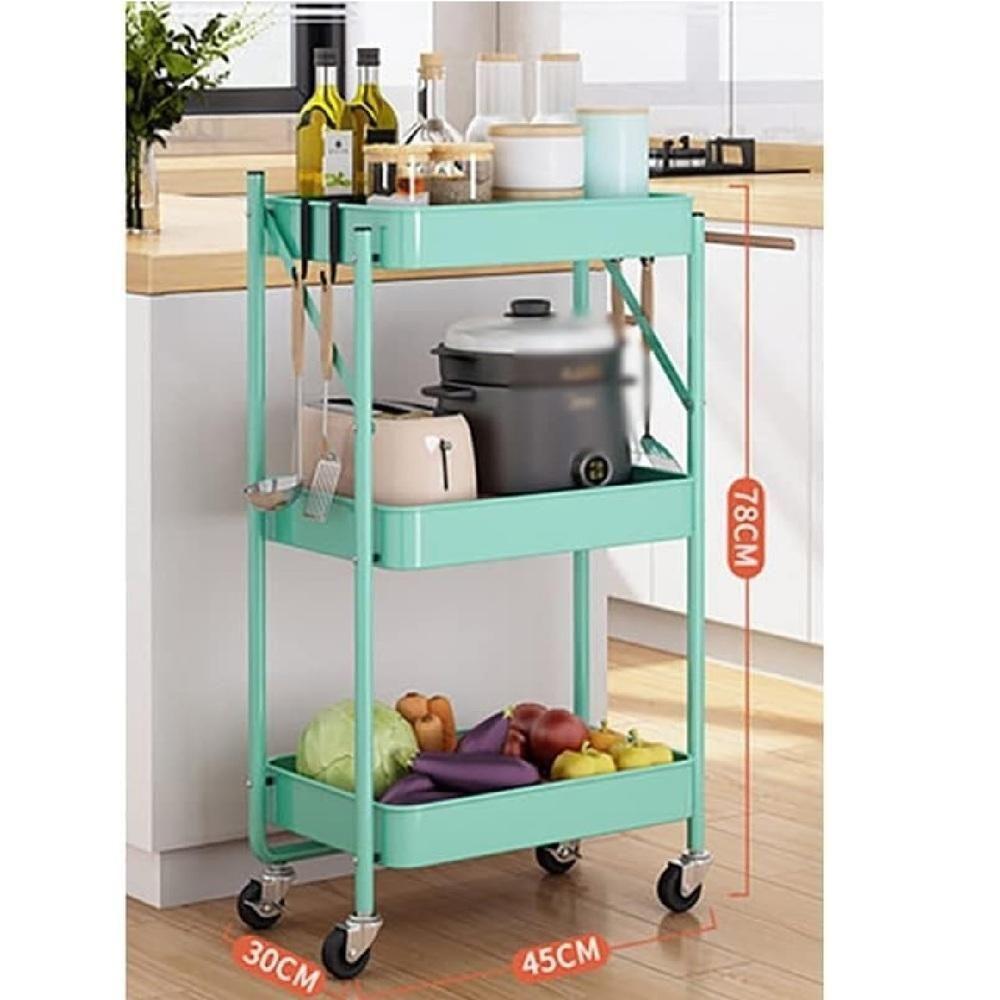 Carrinho Multiuso:3 Cesto Vazado Organizador Dobravel - 2