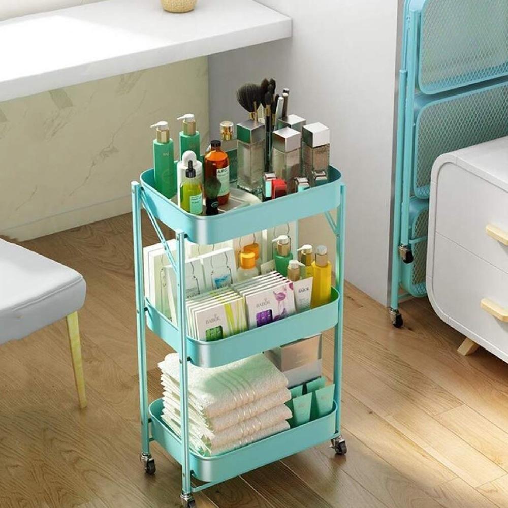 Carrinho Multiuso:3 Cesto Vazado Organizador Dobravel - 7