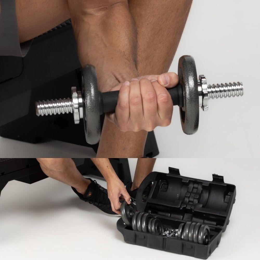 Kit Halteres Barras E Anilhas Musculação 19 Peças Completo - 3