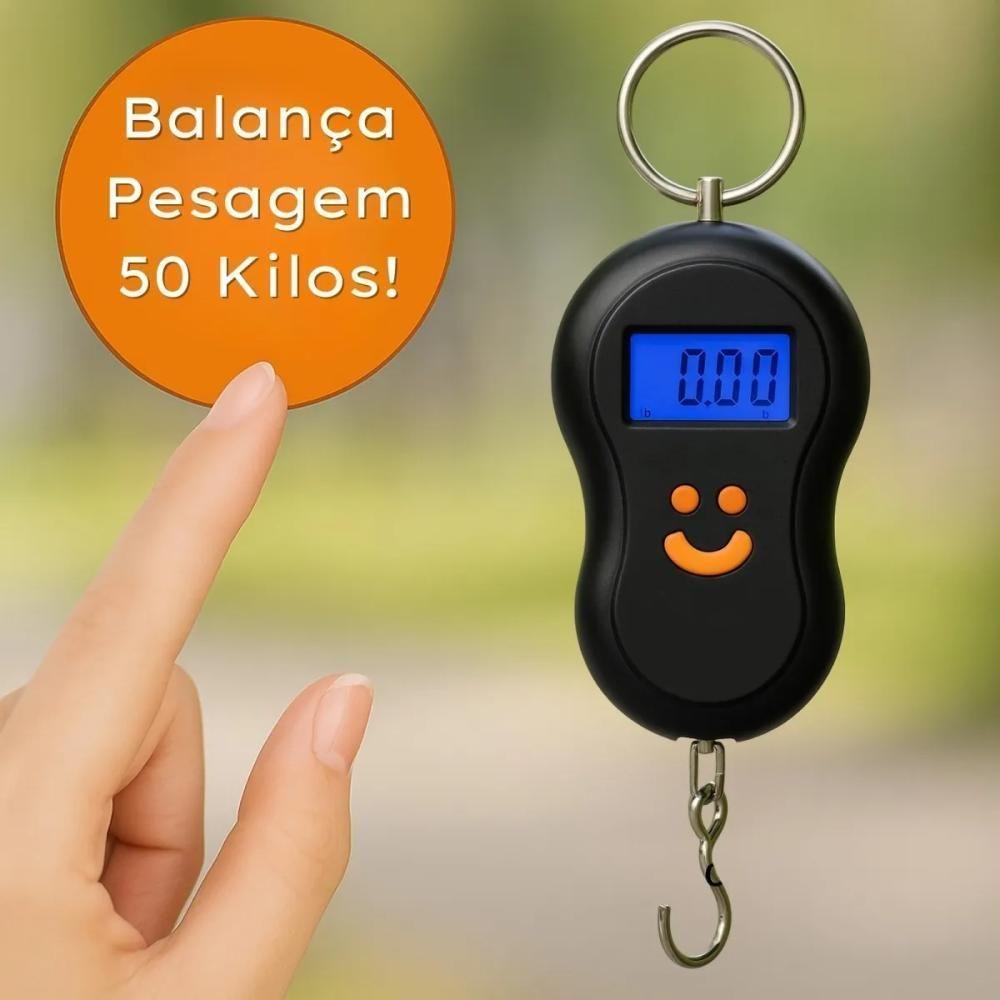 Balanca Digital 50kg Mao Portatil Gancho Viagem Bolsa Mala - 5