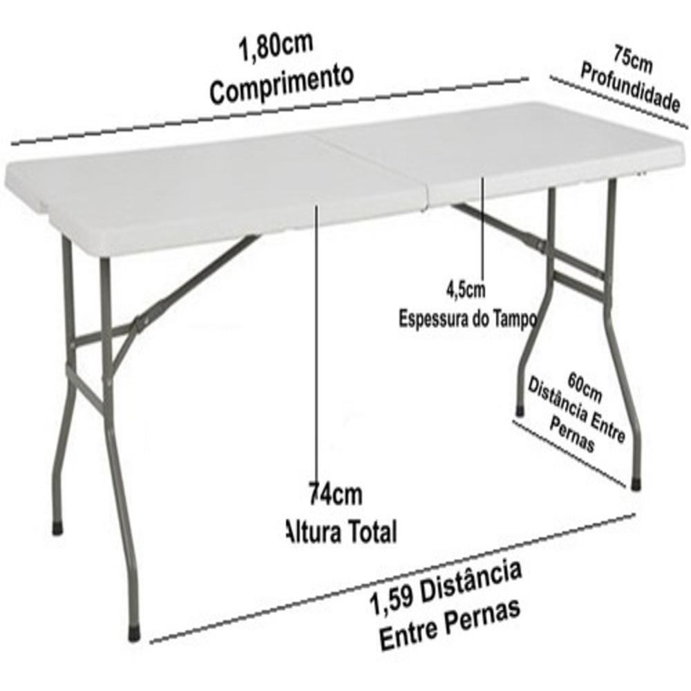 Mesa Dobravel 1 83m Gigante Vira Maleta 400kg Camping Praia - 7