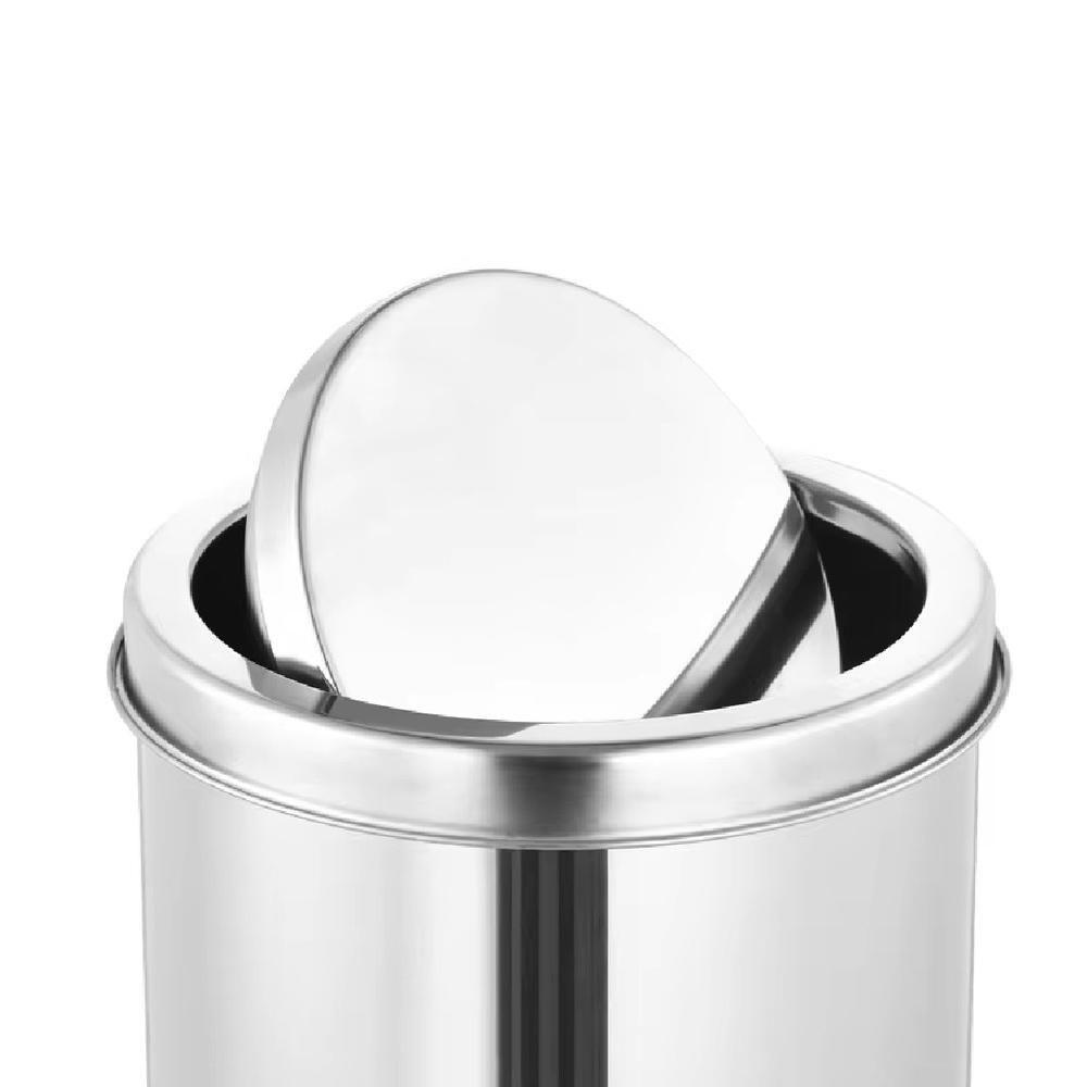 Lixeira Em Inox Basculante 12 Litros Cesto Lixo Tampa - 2