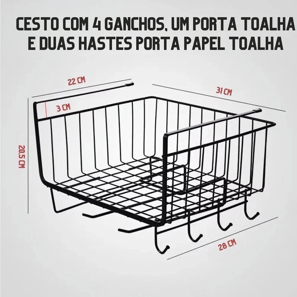 Cesto Organizador Suspenso Prateleira Porta Armario Suporte - 9