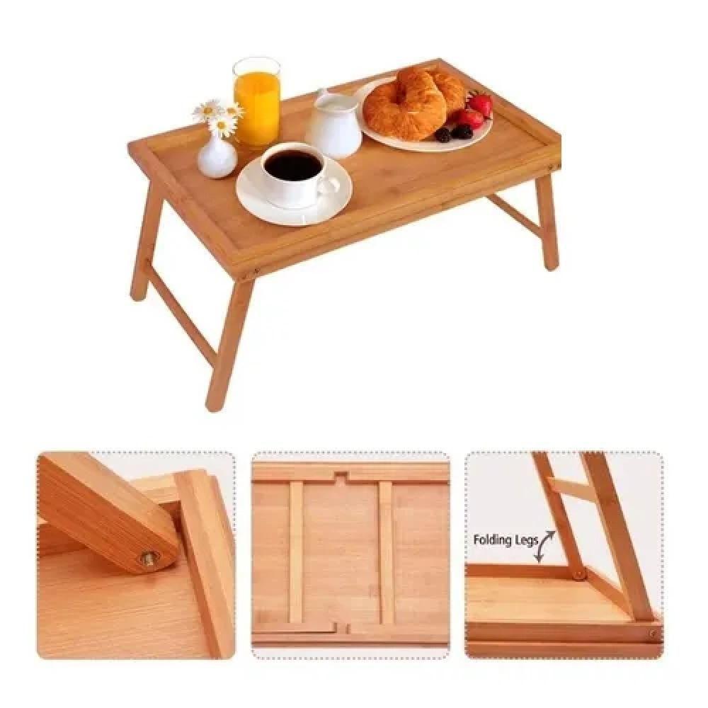 Bandeja Mesa Notebook Bambu Dobravel Rustica Apoio Madeira - 6