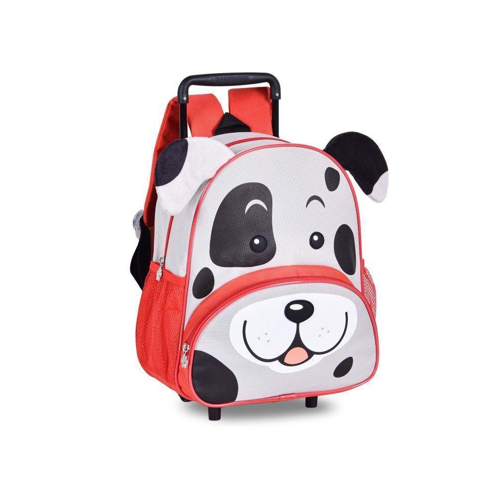Mochila Infantil Rodinhas Escolar Passeio Cachorro Vermelha - 1