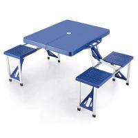 Mesa Dobrável De Alumínio Com 4 Banquetas Para Camping - Azul - 3
