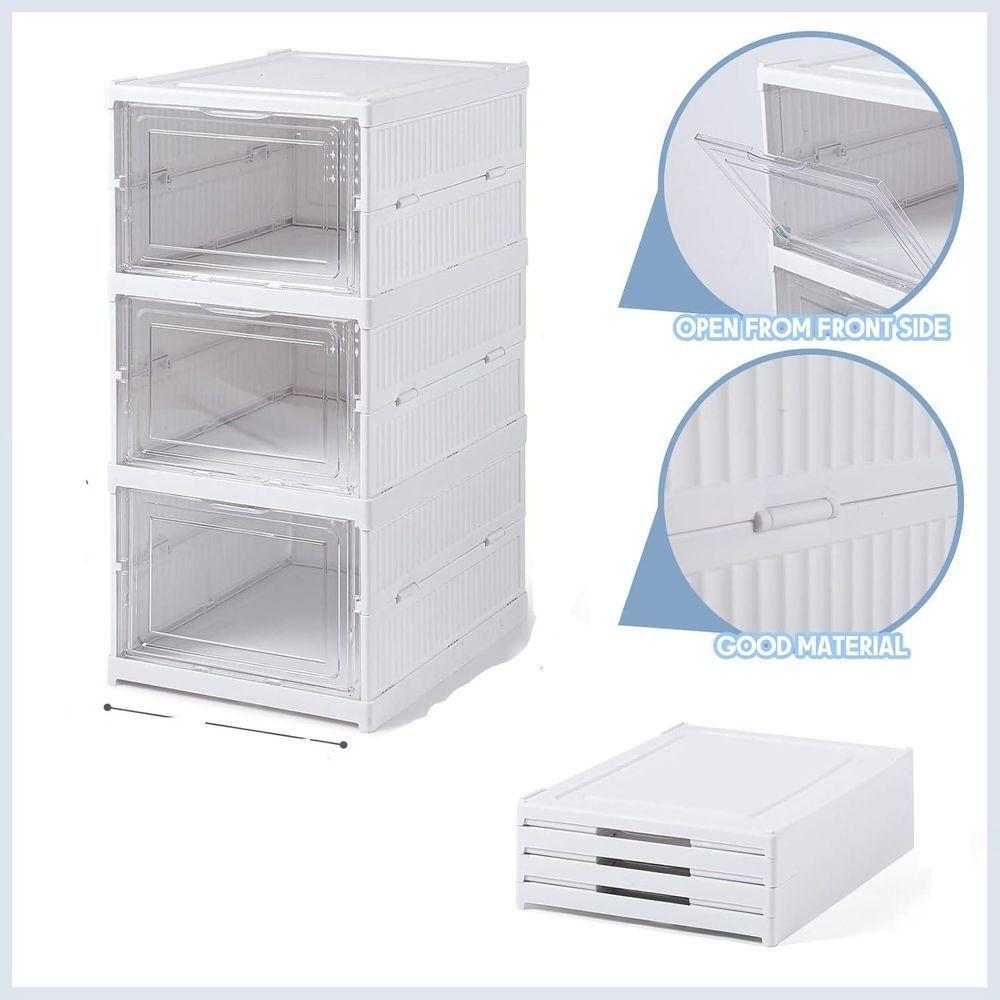 Armario Dobravel 3 Andares Sapateira Organizador De Brinquedos Automatico Caixa Empilhavel Multiuso - 9