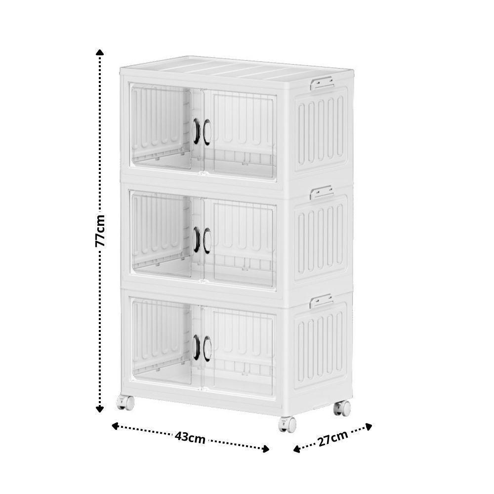Armario 6 Portas 3 Andares Dobravel Organizador Brinquedos Carrinho Lavanderia Multiuso Caixa Armarzenamento Guarda Roup - 8