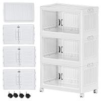 Armario 6 Portas 3 Andares Dobravel Organizador Brinquedos Carrinho Lavanderia Multiuso Caixa Armarzenamento Guarda Roup - 1