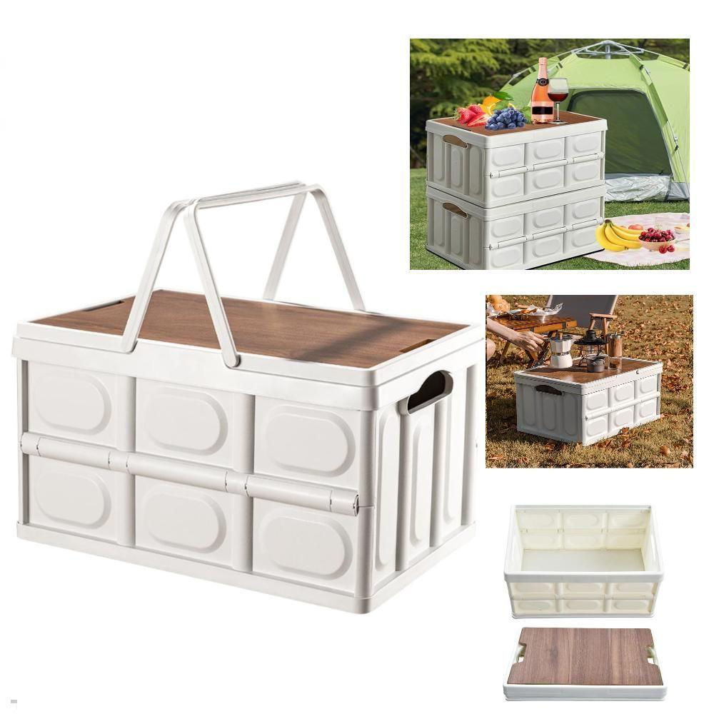 Caixa Dobravel Vira Mesa Portatil Armazenamento Cesta Empilhavel Multiuso Banqueta Viagem Praia Portatil Alca Acampament - 2