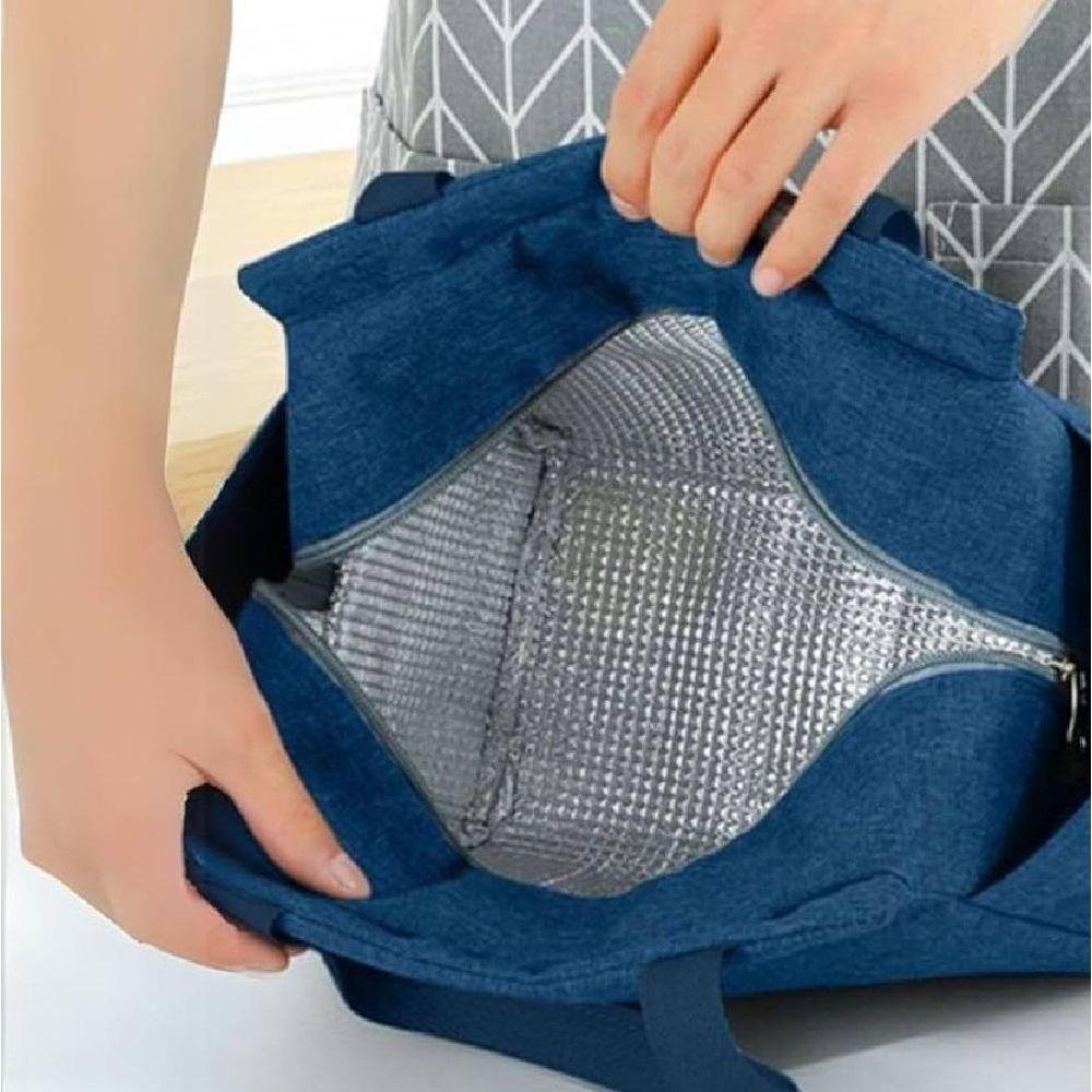 Bolsa Termica Lancheira Grande Trabalho Academia Parque Praia Bolso Porta Squeeze Celular Multiuso Azul - 6