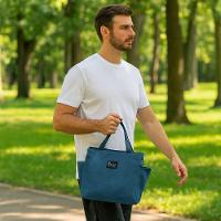 Bolsa Termica Lancheira Grande Trabalho Academia Parque Praia Bolso Porta Squeeze Celular Multiuso Azul - 3