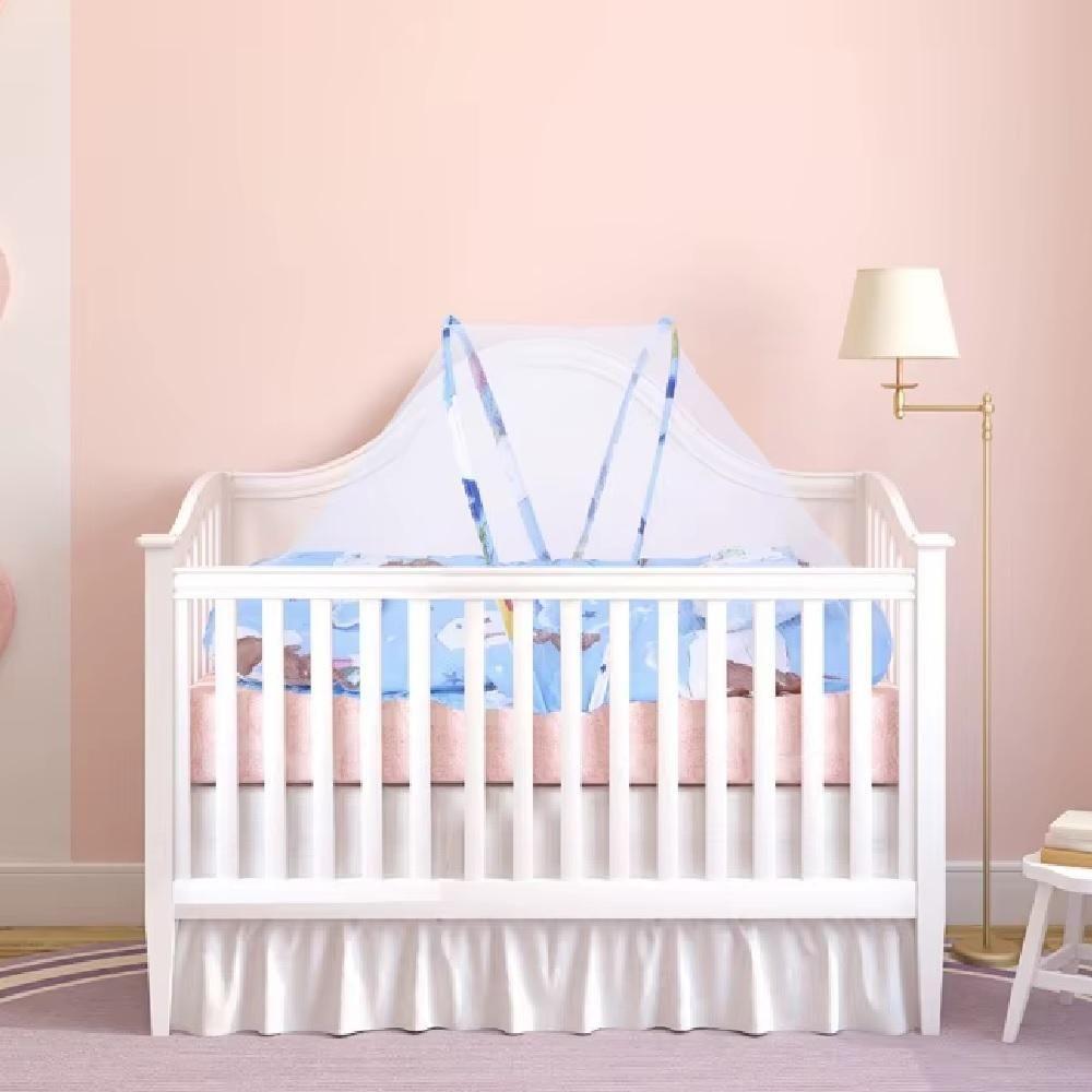 Berco Mosquiteiro Cama Bebe Colchonete Tenda Portatil Travesseiro Cercadinho Dobravel Colchao Almofada Fofo Azul - 3