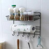 Suporte Organizador Parede Cozinha Metal Prateleira Porta Papel Toalha Duplo Ganchos Multiuso Armazenamento Temperos Ace - 7
