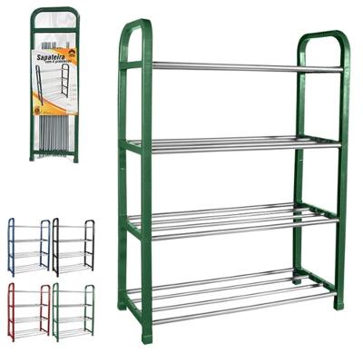 Sapateira 16 Sapatos Desmontavel Com 4 Prateleiras Vertical 8 Pares Aluminio