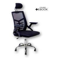 Kit 2 Cadeiras De Escritório Diretor Relax Ergonômica Preto + E-book - 2