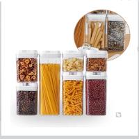 Kit 7 Potes Hermetico Completo 35 Adesivos Conjunto Profissional Cozinha Acrilico Alimentos Organizacao Cozinha Freezer