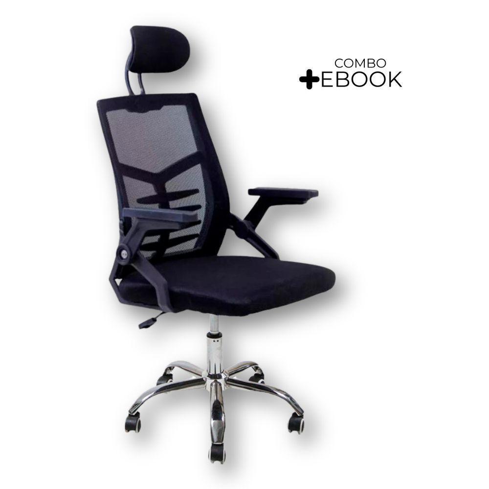 Cadeira Escritório Executiva Diretor Relax Oficial Preto + E-book - 2