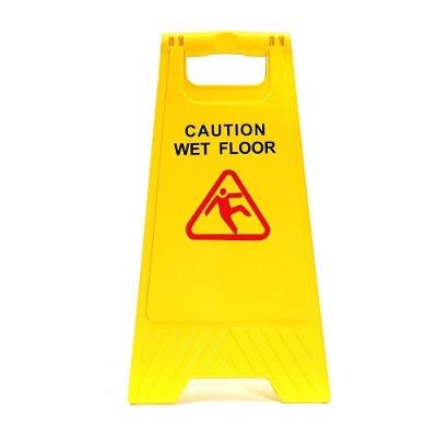 Placa Sinalização Amarela Segurança Piso Molhado Escorregadio Caution Wet Floor Grande Dobravel