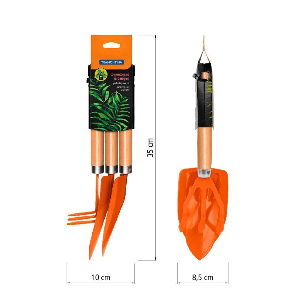 Conjunto Para Jardinagem Peças Metálicas Com Cabo De Madeira 3 Peças - Tramontina - 4