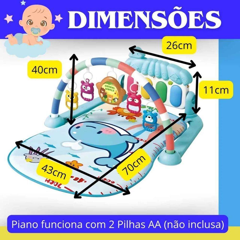Tapete Bebê De Atividades Musical Com Piano Interativo Azul - 3