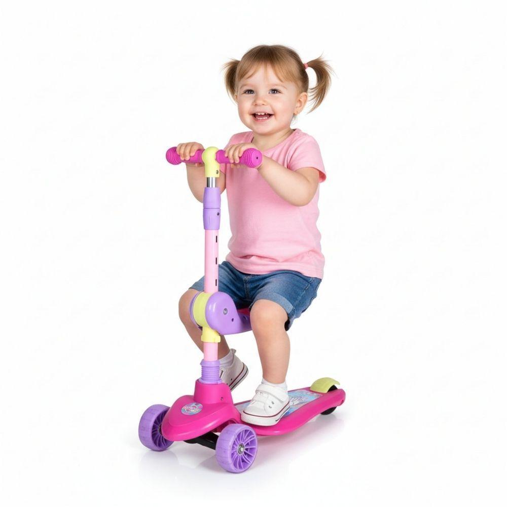 Patinete Infantil Com Assento 2 Em 1 Rosa - 1