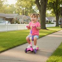 Patinete Infantil Com Assento 2 Em 1 Rosa - 2