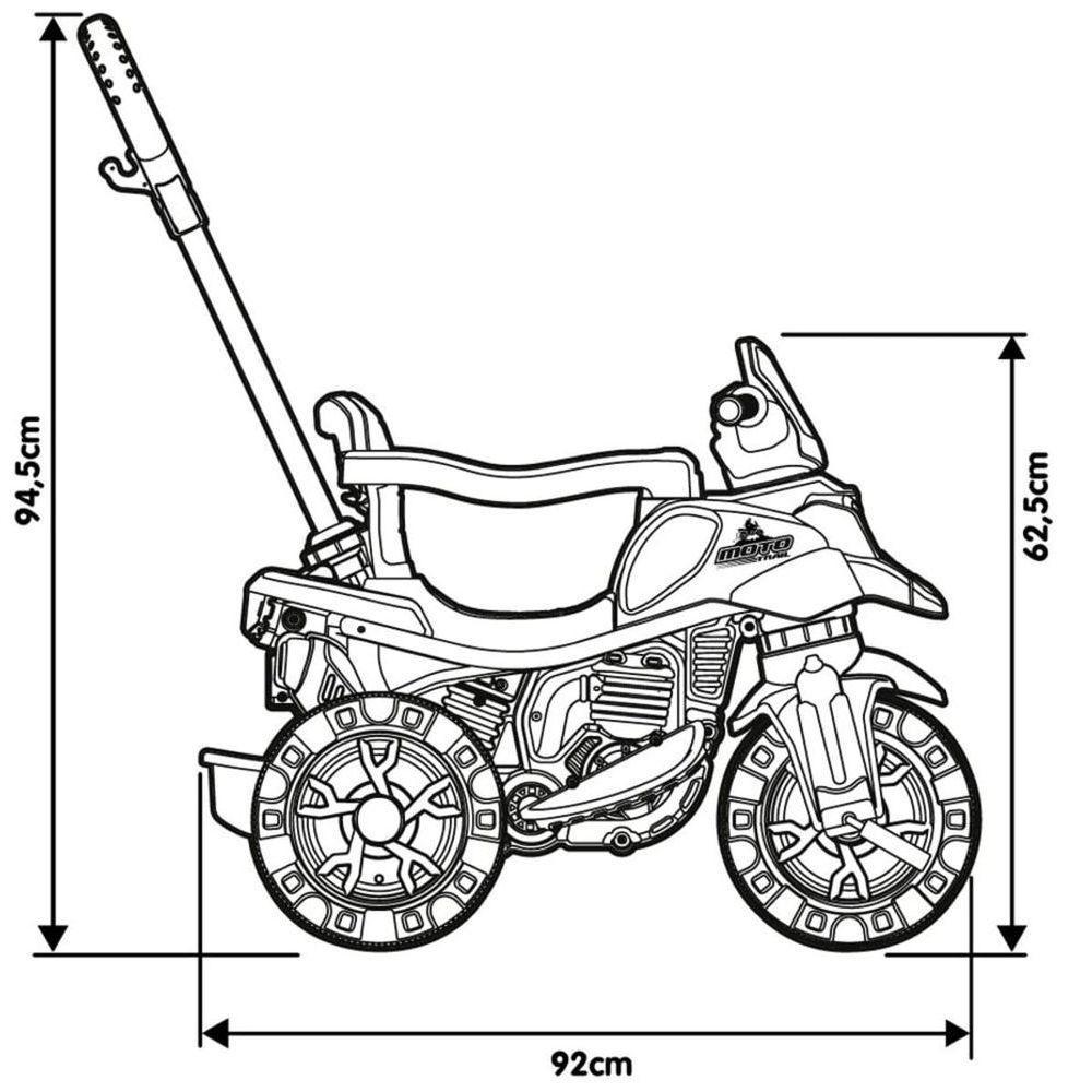Triciclo Infantil Moto Com Pedal E Haste - Azul - 4