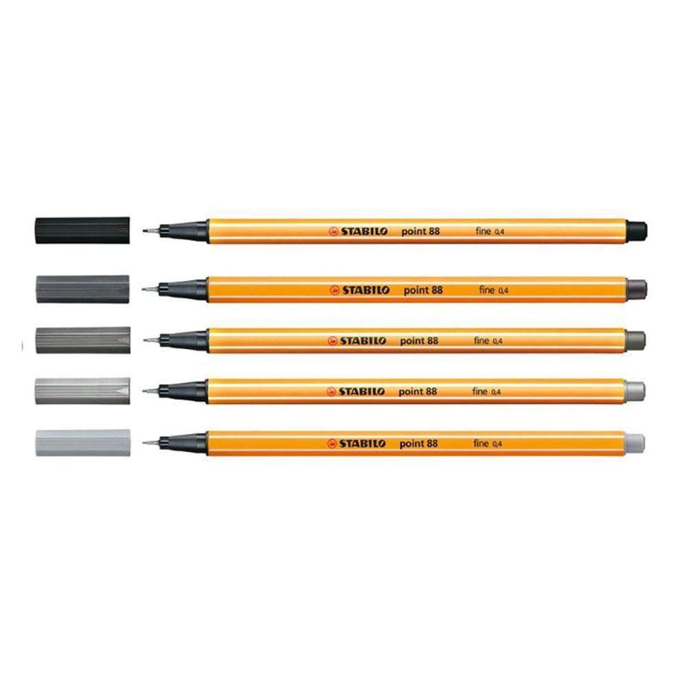 Caneta Fineliner 0.4mm Point 88 5 Tons De Cinza - Stabilo - 2