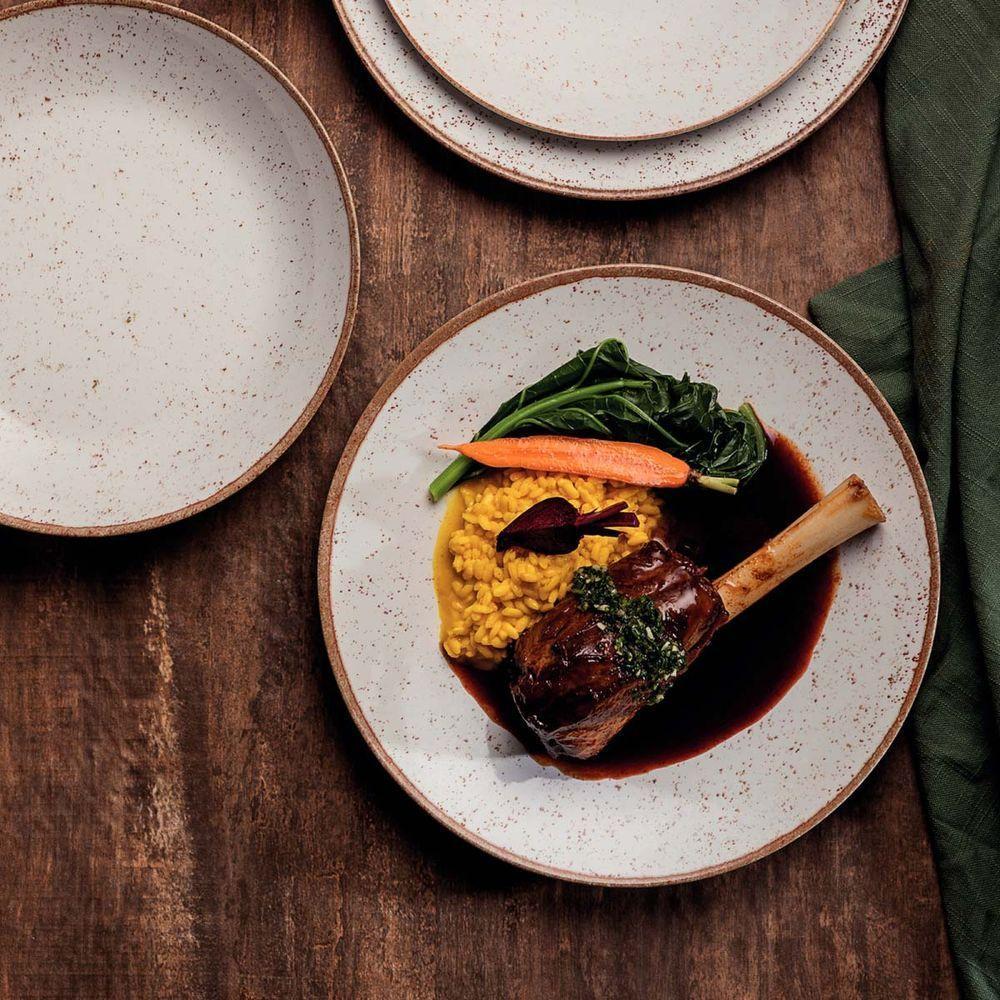 Kit 6 Prato Raso Tramontina Rústico Em Porcelana 28 Cm Marrom - 6