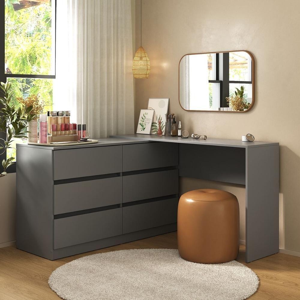 Penteadeira De Canto 120cm 6 Gavetas Flex Multimóveis Mp4404 Grafite - 1