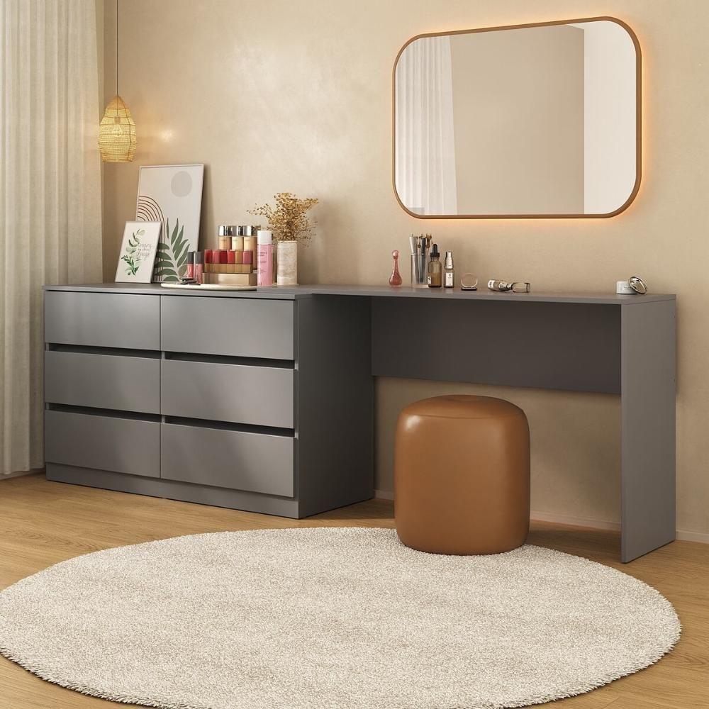 Penteadeira De Canto 120cm 6 Gavetas Flex Multimóveis Mp4404 Grafite - 8