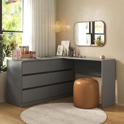 Penteadeira De Canto 120cm 6 Gavetas Flex Multimóveis Mp4404 Grafite