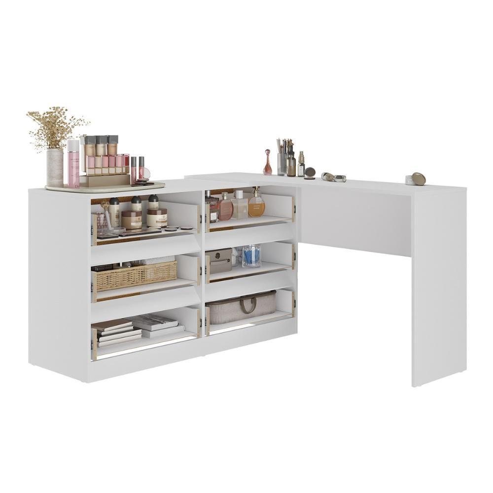 Penteadeira De Canto 120cm 6 Gavetas Flex Multimóveis Mp4404 Branco - 5