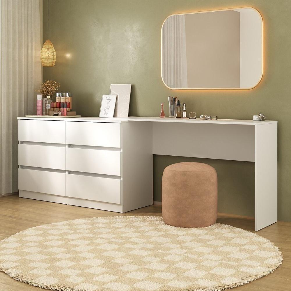 Penteadeira De Canto 120cm 6 Gavetas Flex Multimóveis Mp4404 Branco - 8