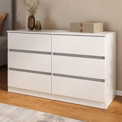 Cômoda Mp4396 6 Gavetas em MDF sem Puxadores Branco Acabamento Brilhante