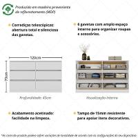 Cômoda Com 6 Gavetas 120cm Multimóveis Mp4396 Branco - 3