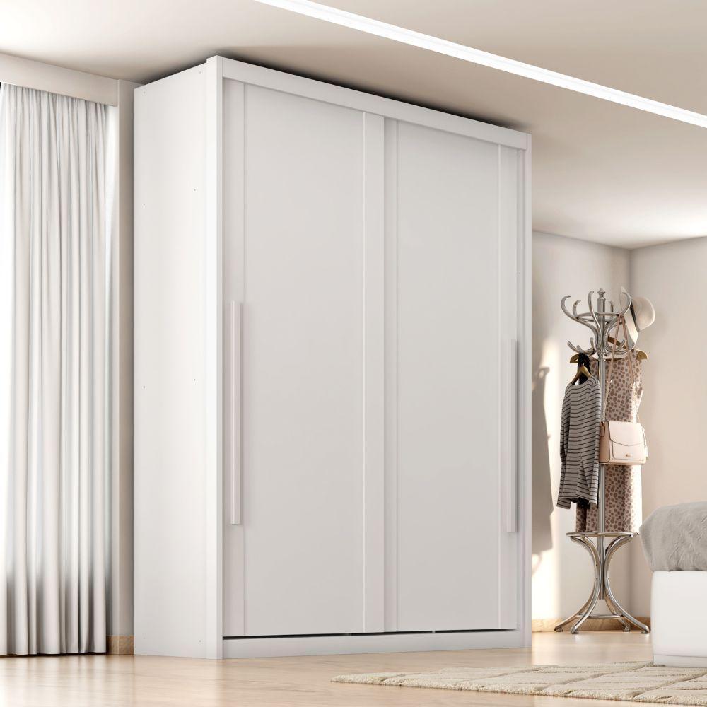 Guarda Roupas Casal 2 Portas De Correr 3 Gavetas Ravena Branco - 2
