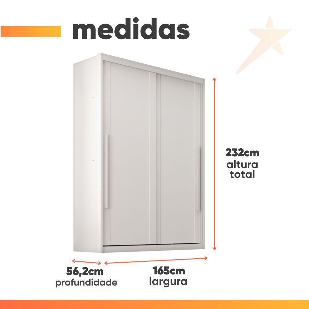 Guarda Roupas Casal 2 Portas De Correr 3 Gavetas Ravena Branco - 3