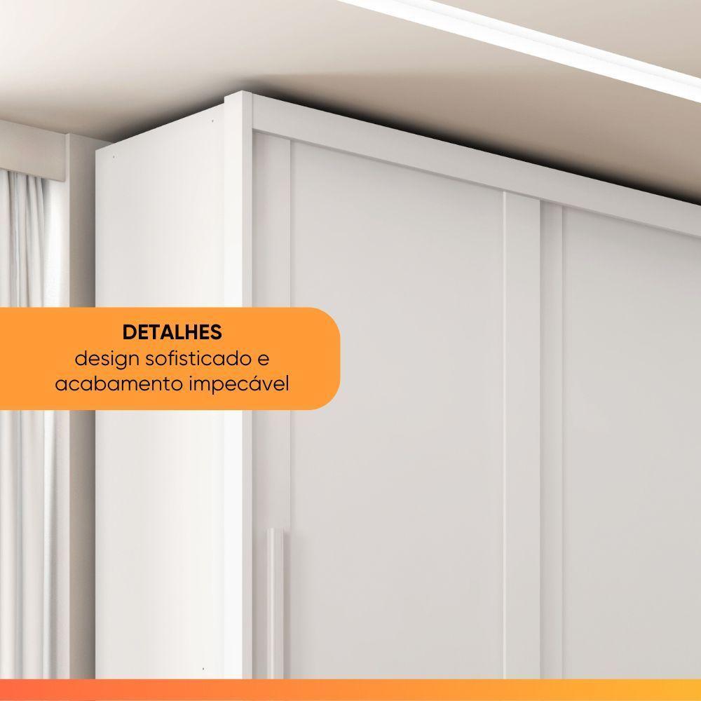 Guarda Roupas Casal 2 Portas De Correr 3 Gavetas Ravena Branco - 8