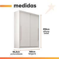 Guarda Roupas Casal 2 Portas De Correr 3 Gavetas Ravena Branco - 3