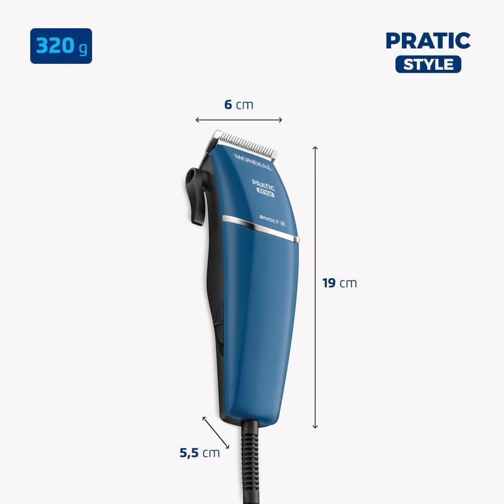 Cortador De Cabelos Pratic Style Mondial Azul 9w Cr-10-bi Bivolt - 6