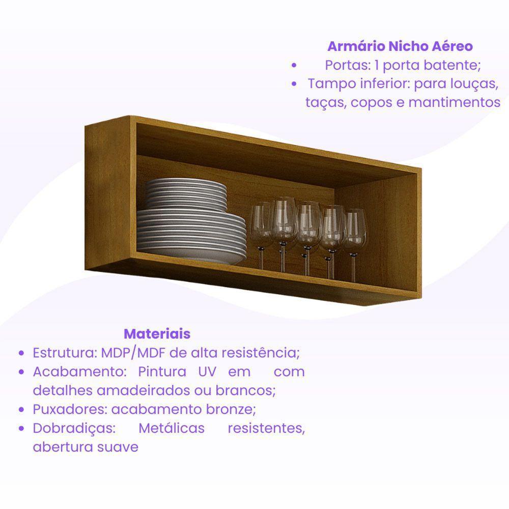 Nicho Aéreo Cozinha Athenas 1 Porta Espaçoso Mobilihouse Cinamomo/off White Acetinado - 4