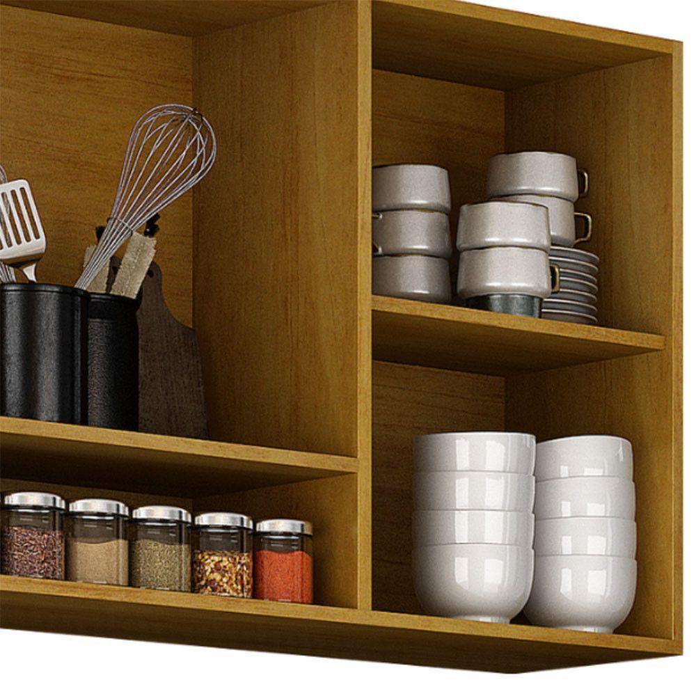 Armário Aéreo Cozinha Athenas 3 Portas Mobilihouse Cinamomo/cinza Acetinado - 5