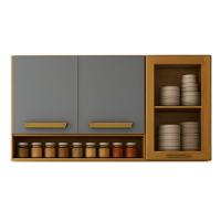 Armário Aéreo Cozinha Athenas 3 Portas Mobilihouse Cinamomo/cinza Acetinado - 2