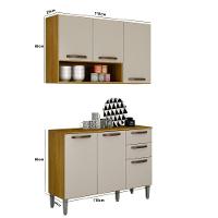 Kit Armário De Cozinha Alba Aéreo E Balcão 3 Portas Cinamomo/off White - 4