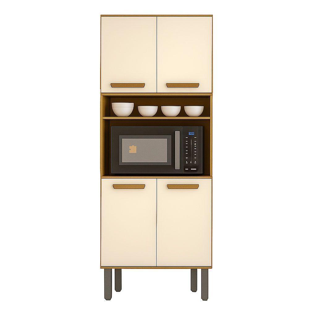 Armário Cozinha Athenas 4 Portas Espaçoso Mobilihouse Cinamomo/off White Acetinado - 2