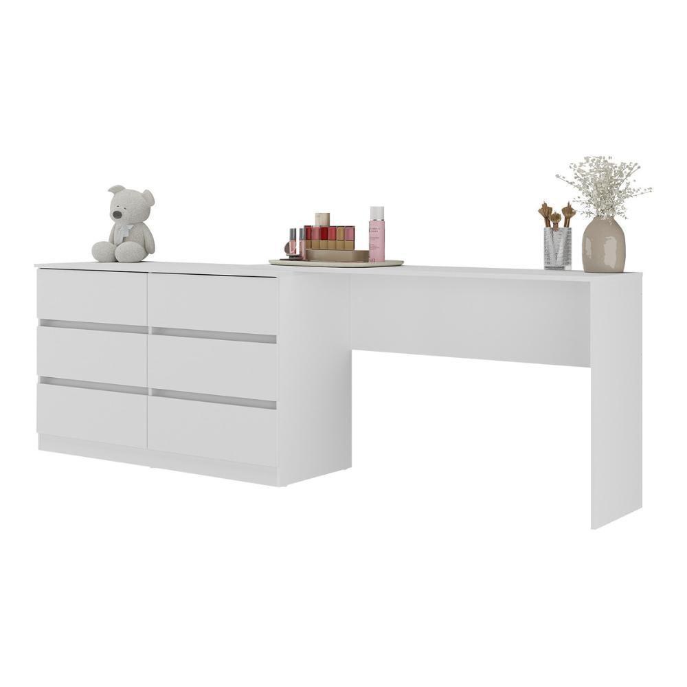 Penteadeira Infantil 231,5cm Com 6 Gavetas Flex Multimóveis Mp4403 Branco - 4