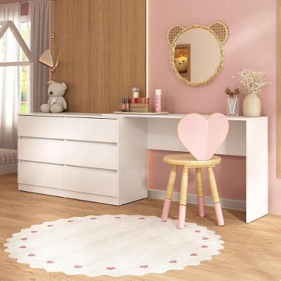 Penteadeira Infantil 231,5cm Com 6 Gavetas Flex Multimóveis Mp4403 Branco
