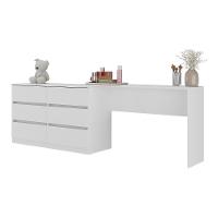 Penteadeira Infantil 231,5cm Com 6 Gavetas Flex Multimóveis Mp4403 Branco